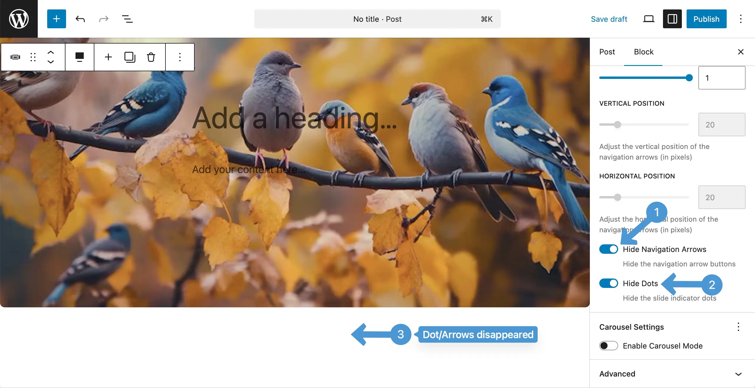 Arrows and dots got hidden