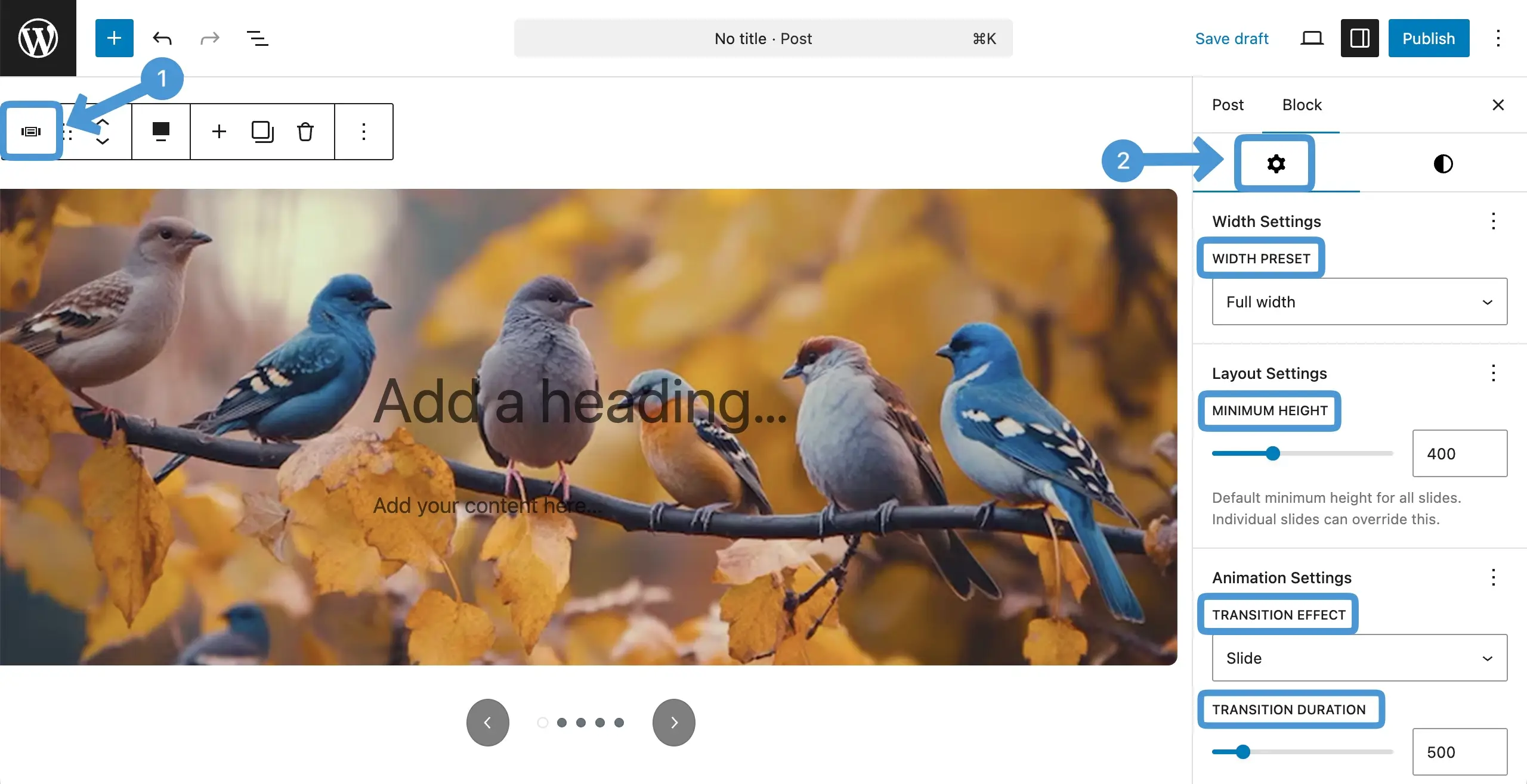 Configure Settings of the Sliderberg Block