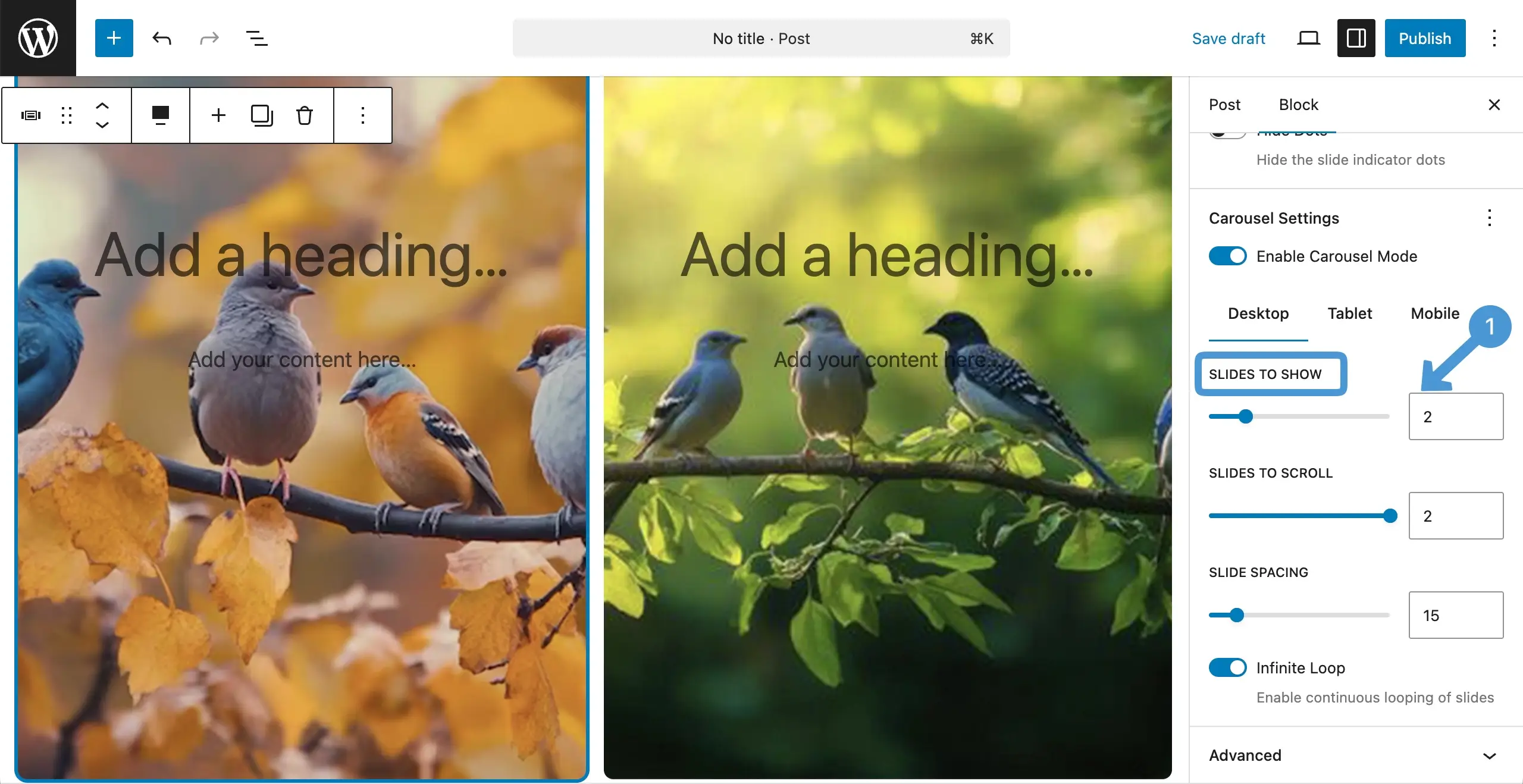 Configure the Settings of the Carousel Mode